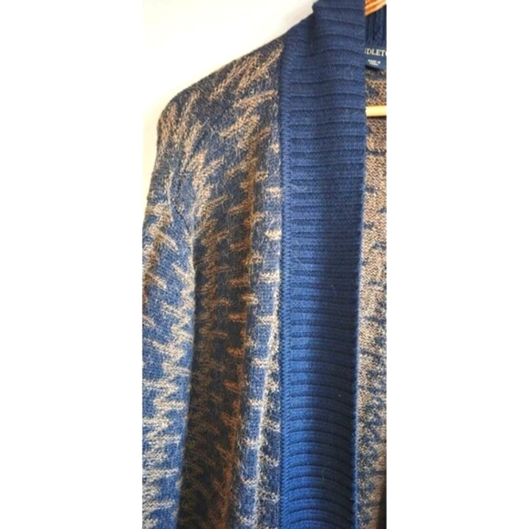 Pendleton Alpaca Wool Long Cardigan Women Medium Brown Blue Harding Open - Picture 3 of 8